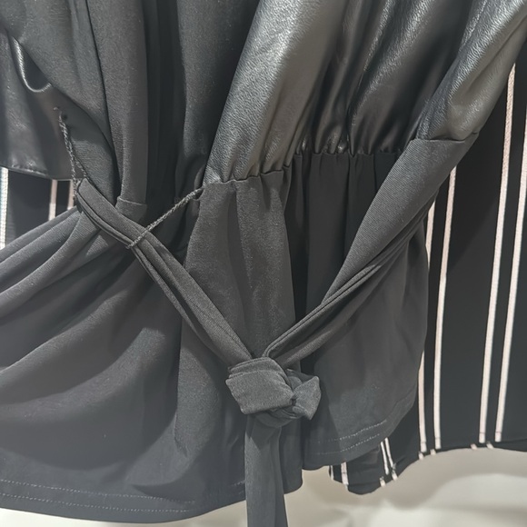 gorgeous joseph ribkoff top with pleather front and sleeves . - Picture 4 of 5